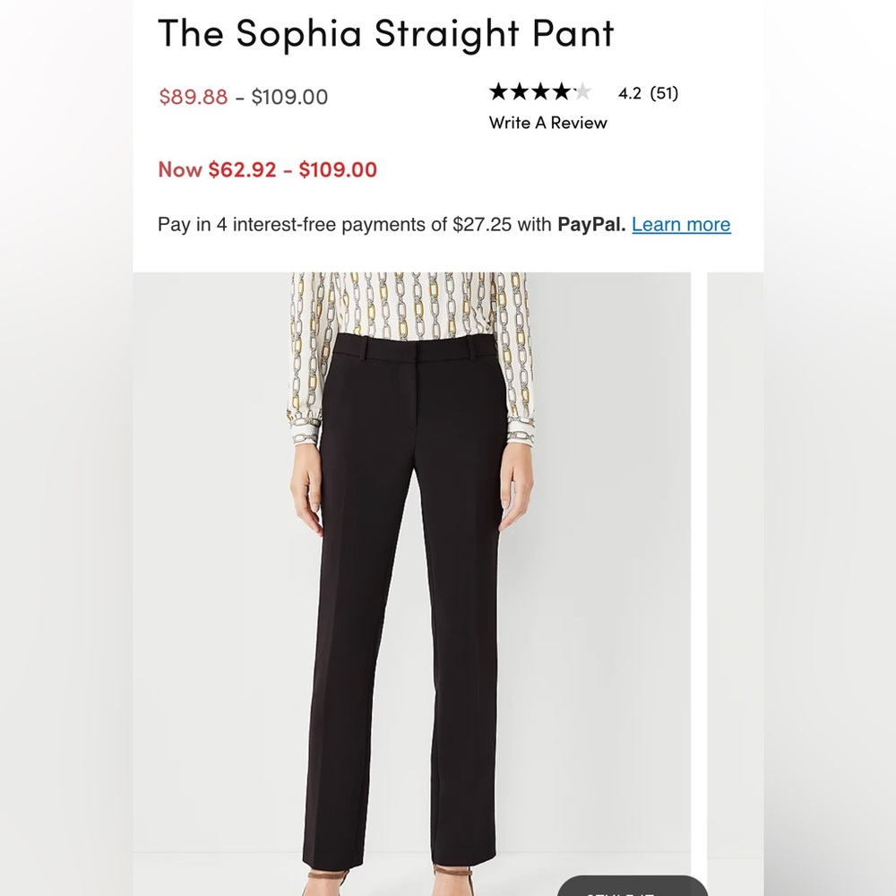 Ann Taylor Factory Straight Leg Suit Pant Black